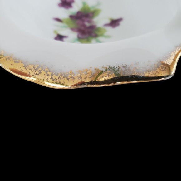 VTG Lipper & Mann Victorian Divided Candy Nut Dish Hand Painted Violet Porcelain - Picture 8 of 11